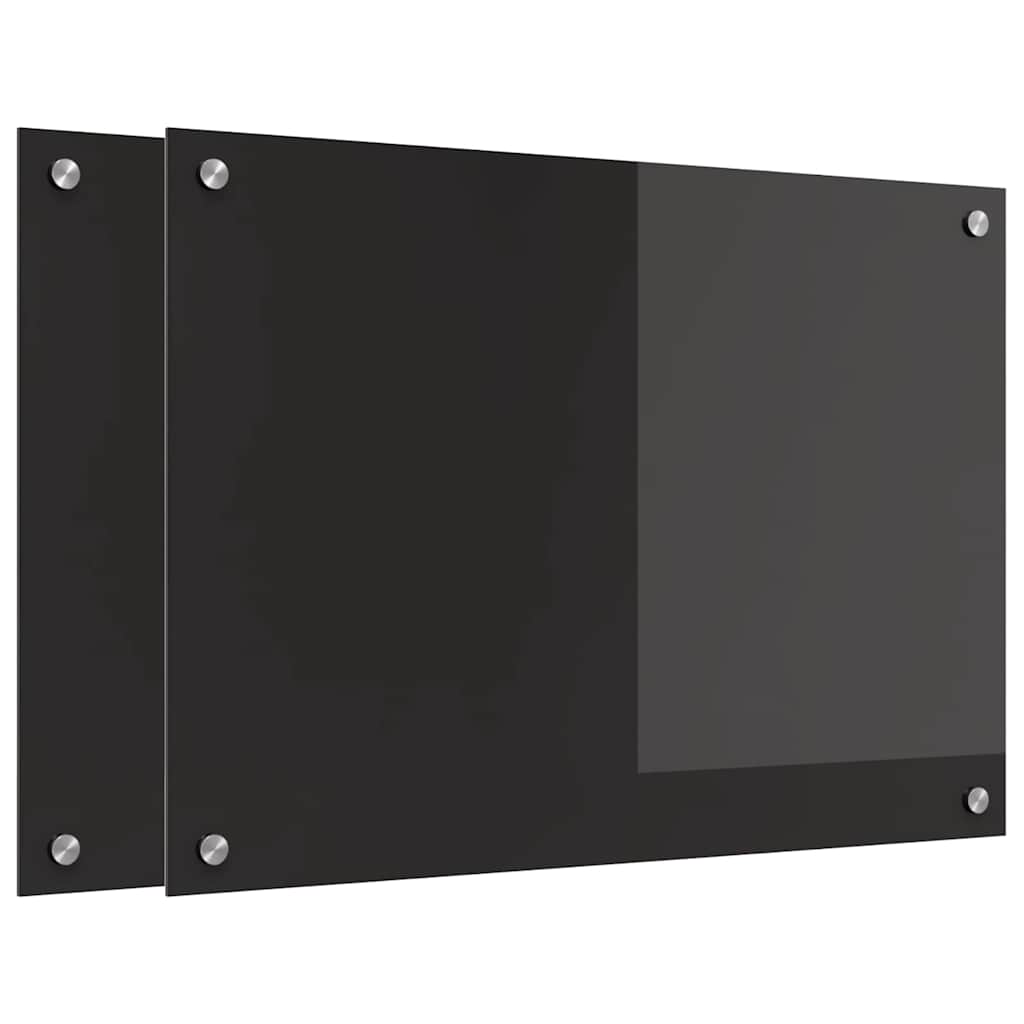 Kjøkkenbenkplate 2 pcs Svart 70 x 50 cm herdet glass
