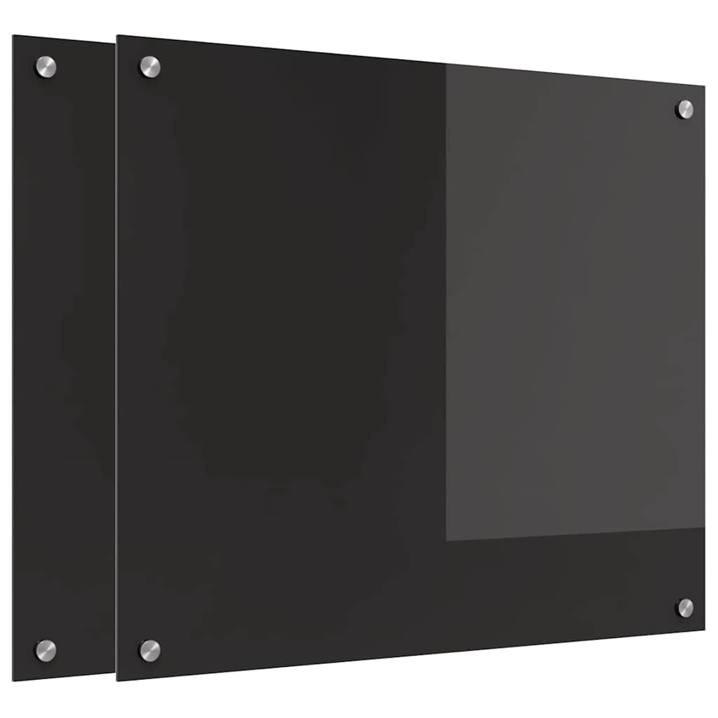 Kjøkkenbenkplate 2 pcs Svart 70 x 60 cm herdet glass