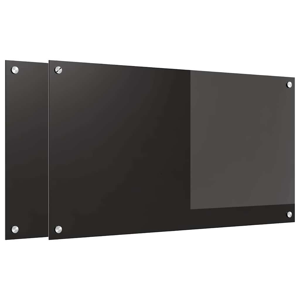 Kjøkkenbenkplate 2 pcs Svart 90 x 50 cm herdet glass