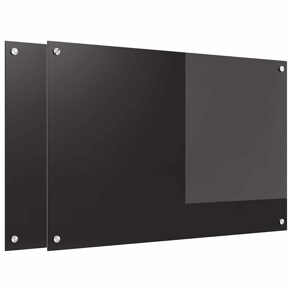Kjøkkenbenkplate 2 pcs Svart 90 x 60 cm herdet glass