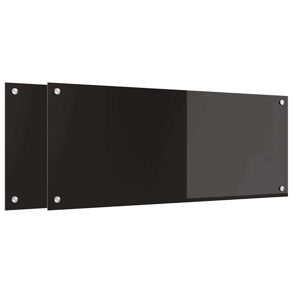 Kjøkkenbenkplate 2 pcs Svart 100 x 40 cm herdet glass