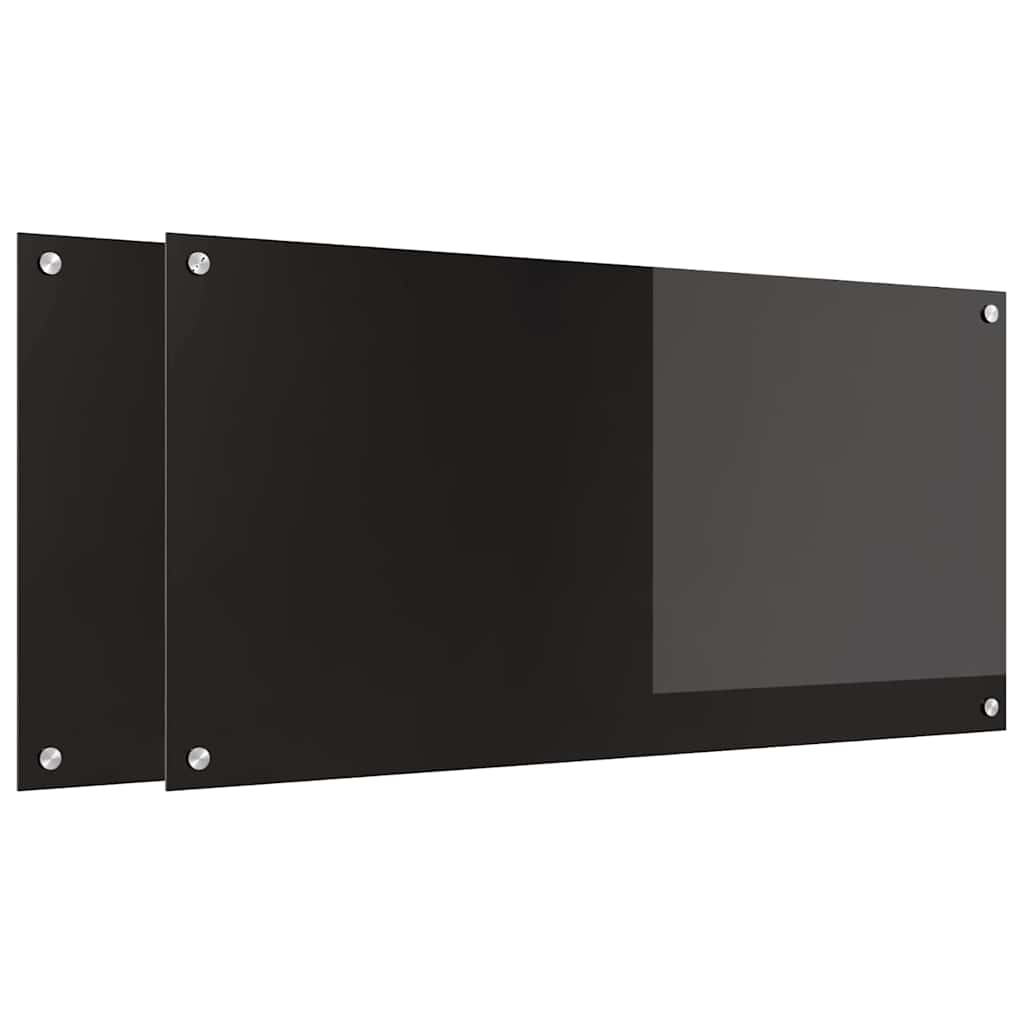 Kjøkkenbenkplate 2 pcs Svart 100 x 50 cm herdet glass