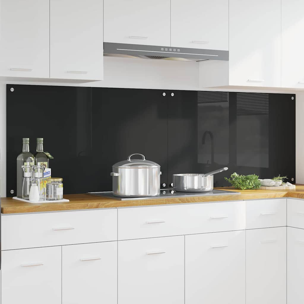Kjøkkenbenkplate 2 pcs Svart 100 x 60 cm herdet glass
