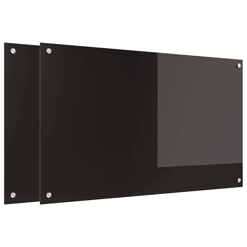Kjøkkenbenkplate 2 pcs Svart 100 x 60 cm herdet glass