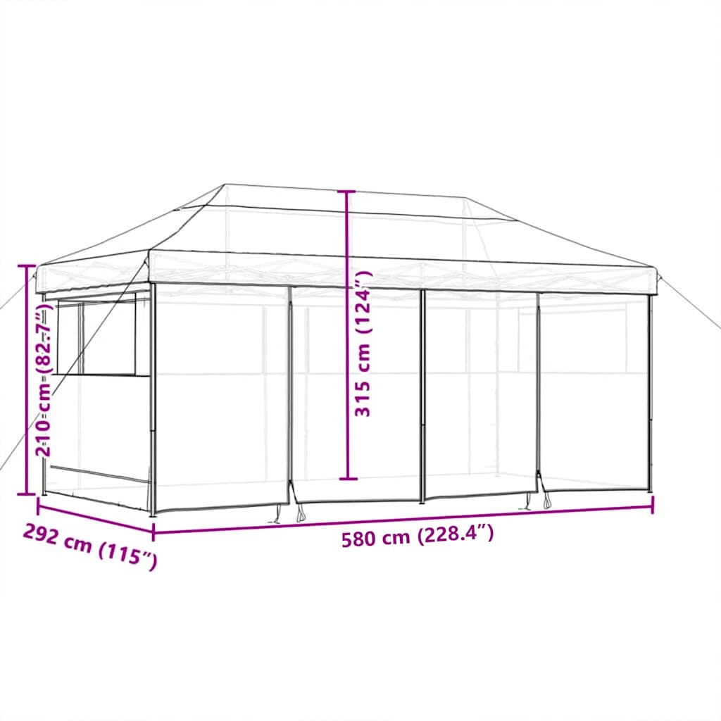 Partytelt Pop-up Gråbrun 580 x 292 x 315 cm Oxford Stoff