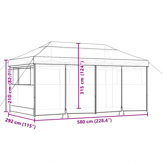 Partytelt Pop-up Gråbrun 580 x 292 x 315 cm Oxford Stoff
