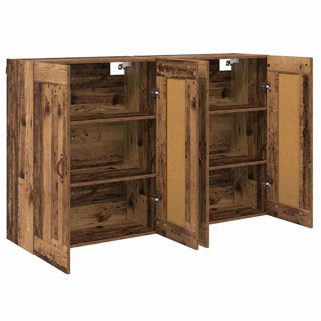 Vegghengt skap Veggmontert 2 pcs Gammelt tre 69,5 x 34 x 90 cm