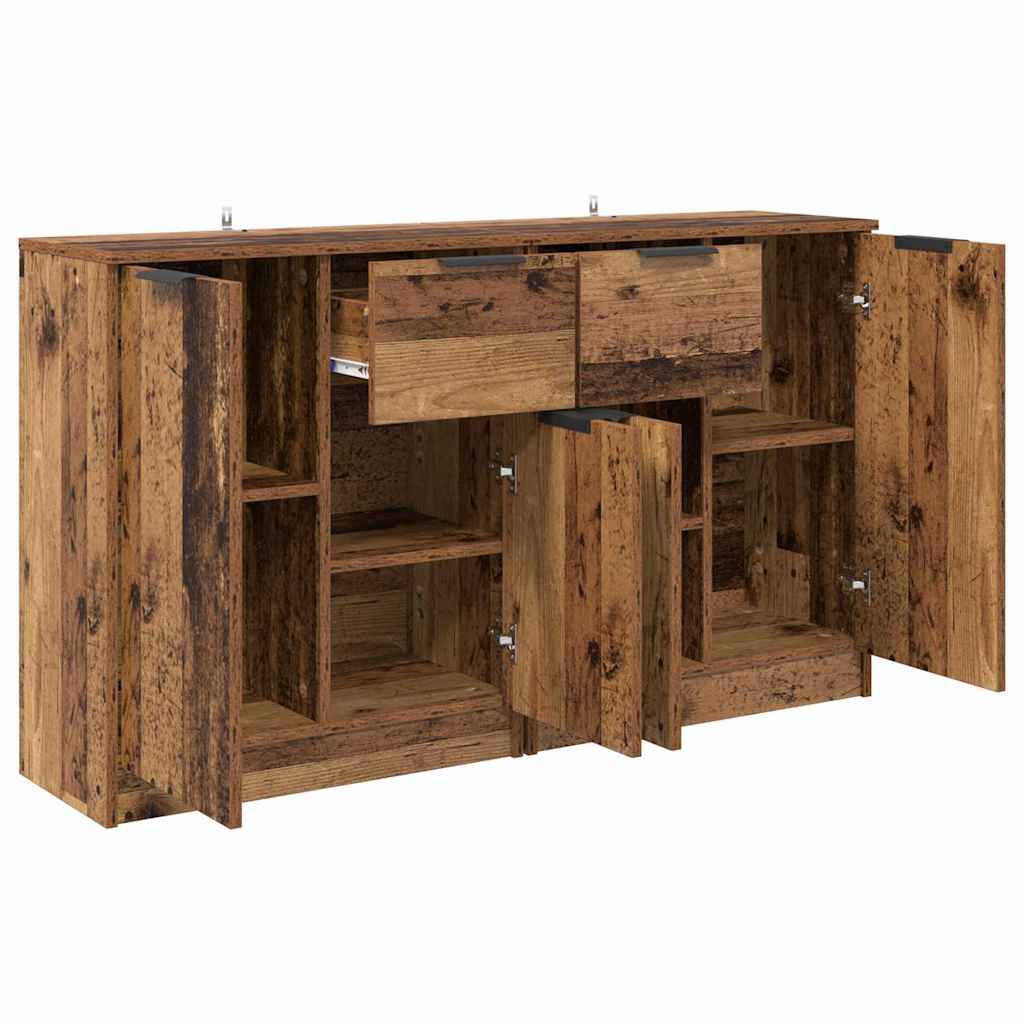 Skap med skuff 2 pcs Gamle tre 60 x 30 x 70 cm Konstruert tre