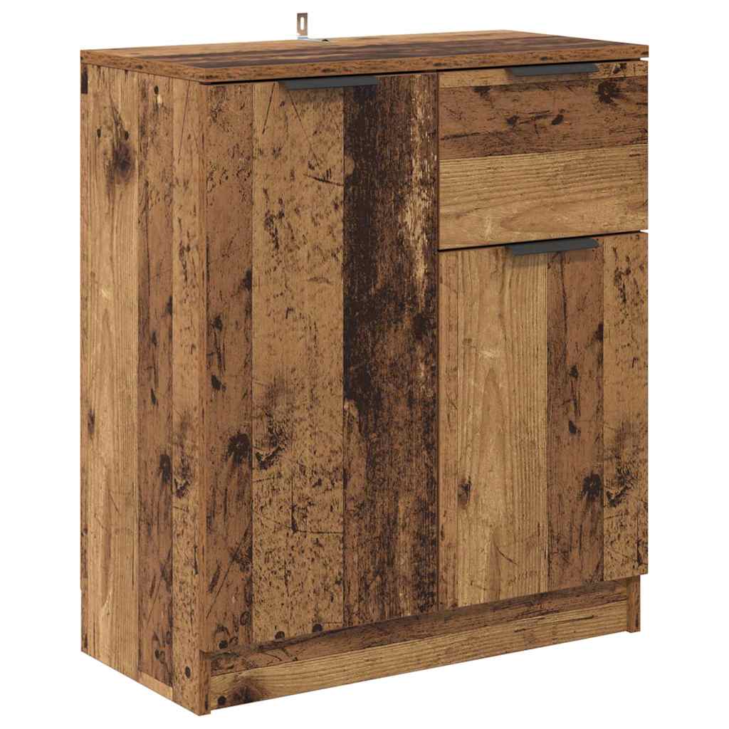 Skap med skuff 2 pcs Gamle tre 60 x 30 x 70 cm Konstruert tre