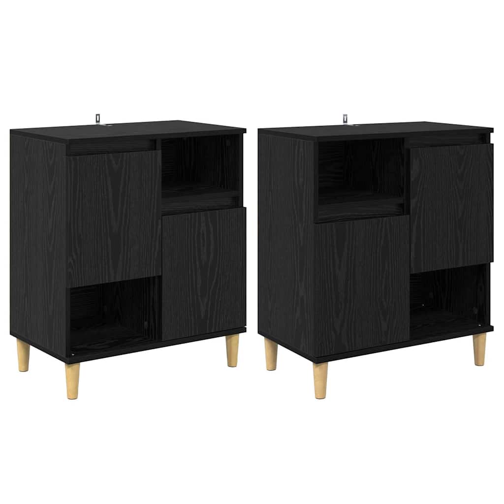 Skap 2 pcs Svart Eik 60 x 35 x 70 cm Konstruert tre