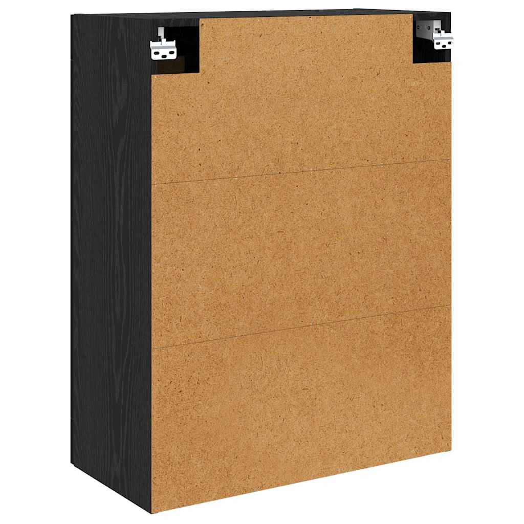 Vegghengt skap 2 pcs Svart Eik 69,5 x 34 x 90 cm Konstruert tre