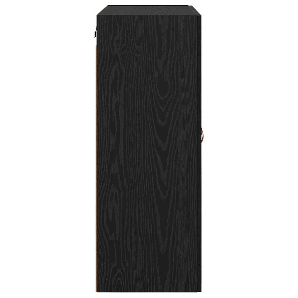 Vegghengt skap 2 pcs Svart Eik 69,5 x 34 x 90 cm Konstruert tre