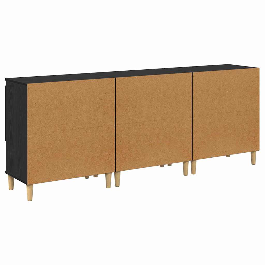 Skap 3 pcs Svart Eik 60 x 35 x 70 cm Konstruert tre