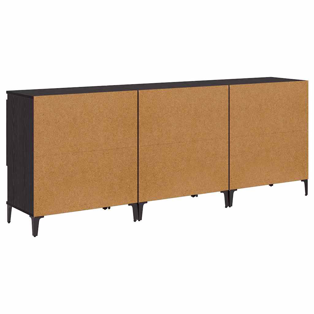 Skap 3 pcs Svart Eik 60 x 35 x 70 cm Konstruert tre