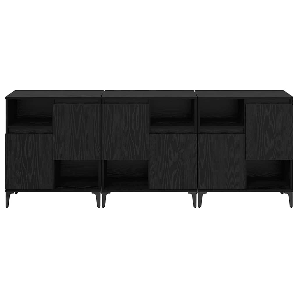 Skap 3 pcs Svart Eik 60 x 35 x 70 cm Konstruert tre