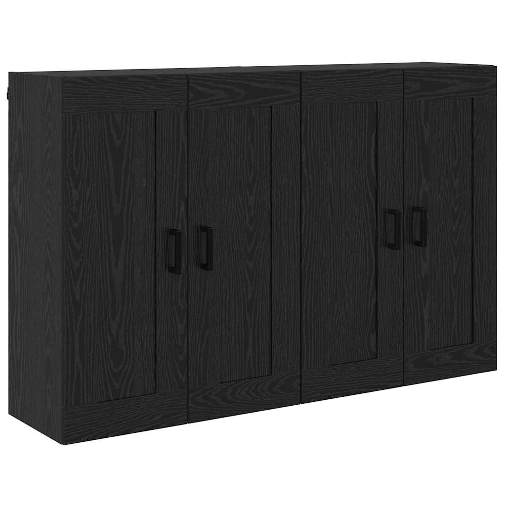 Vegghengt skap 2 pcs Svart Eik 69,5 x 34 x 90 cm Konstruert tre