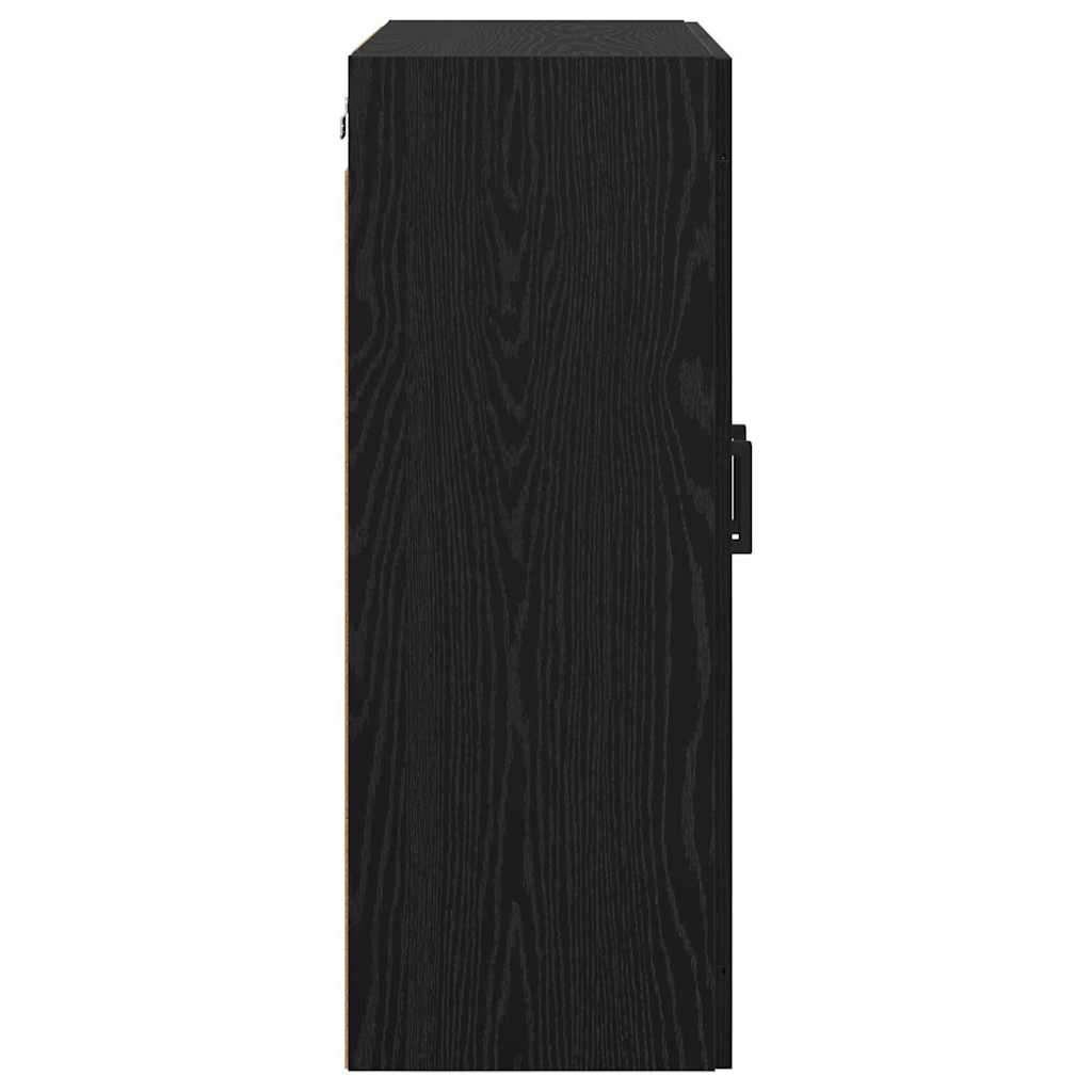 Vegghengt skap 2 pcs Svart Eik 69,5 x 34 x 90 cm Konstruert tre