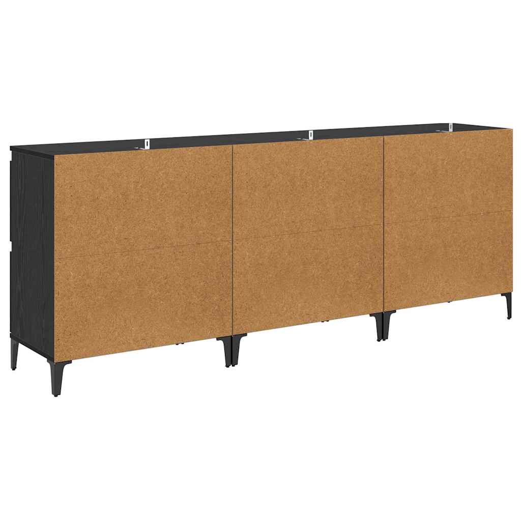 Skap 3 pcs Svart Eik 60 x 35 x 70 cm Konstruert tre