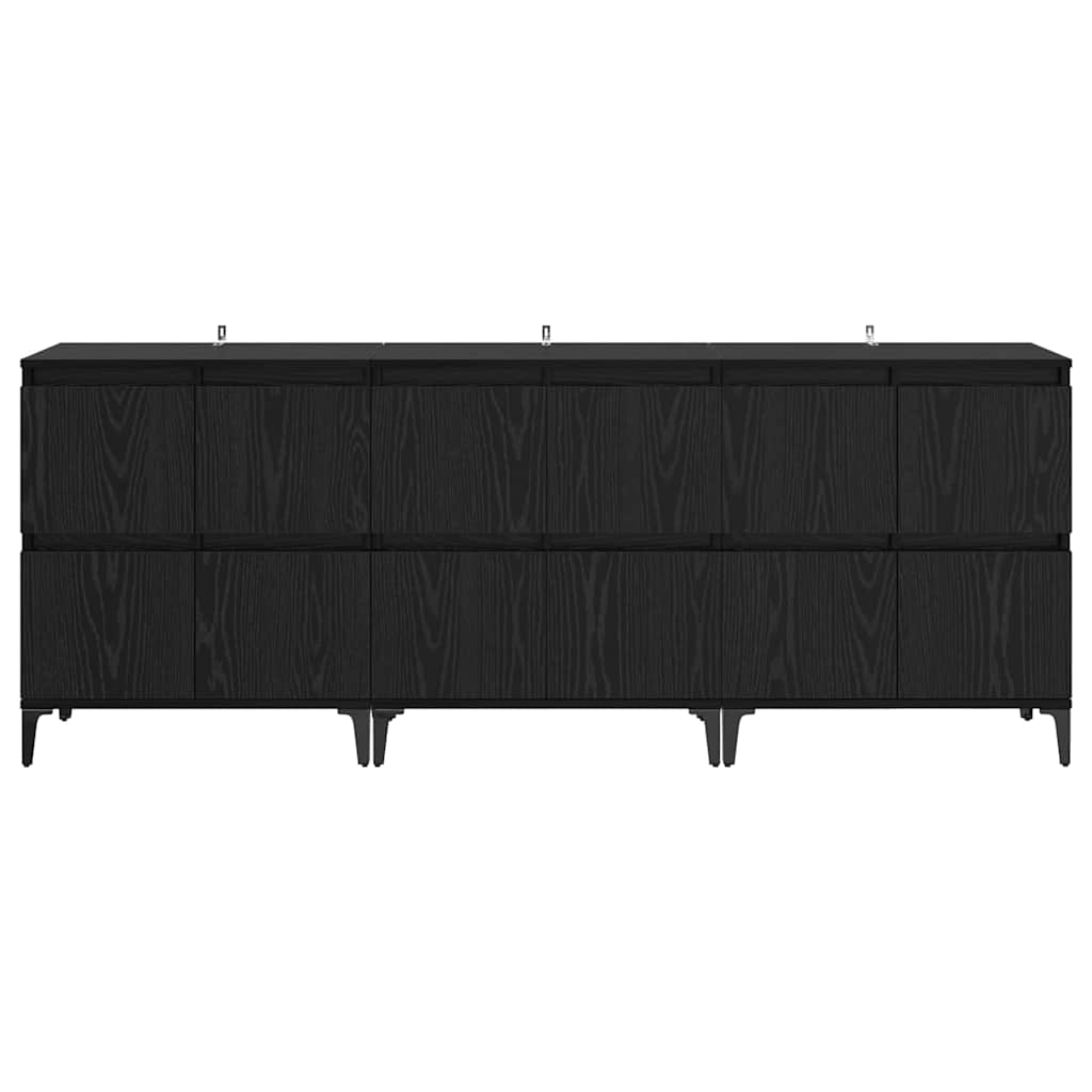 Skap 3 pcs Svart Eik 60 x 35 x 70 cm Konstruert tre