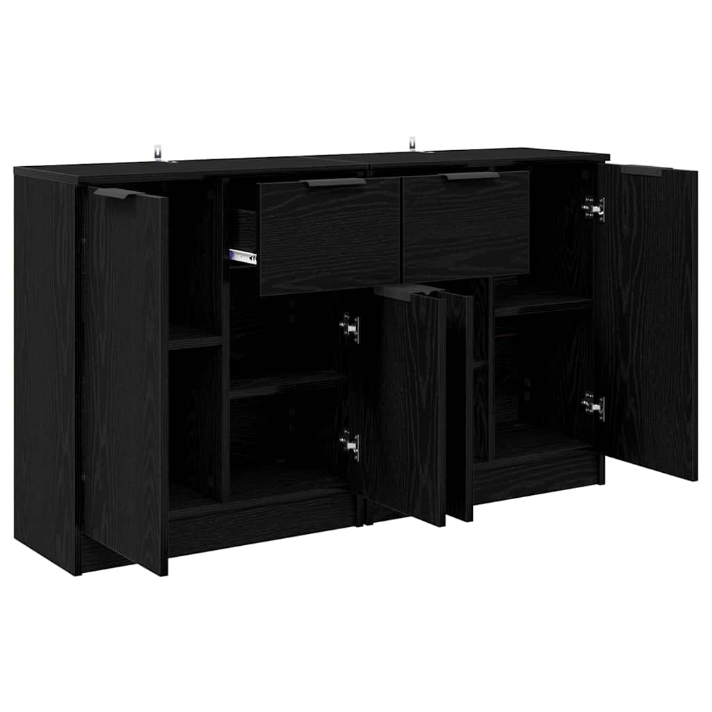 Skap med skuff 2 pcs Svart Eik 60 x 30 x 70 cm Konstruert tre