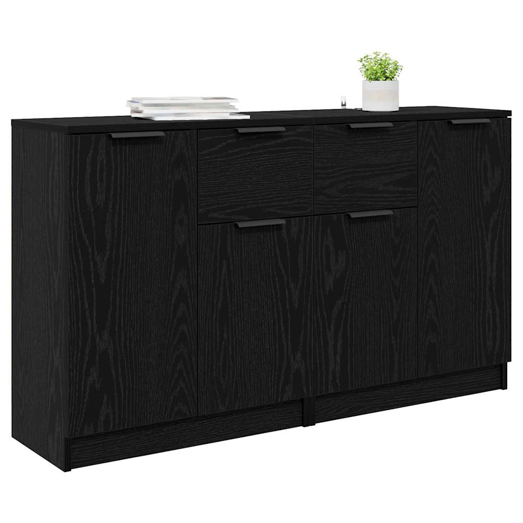 Skap med skuff 2 pcs Svart Eik 60 x 30 x 70 cm Konstruert tre