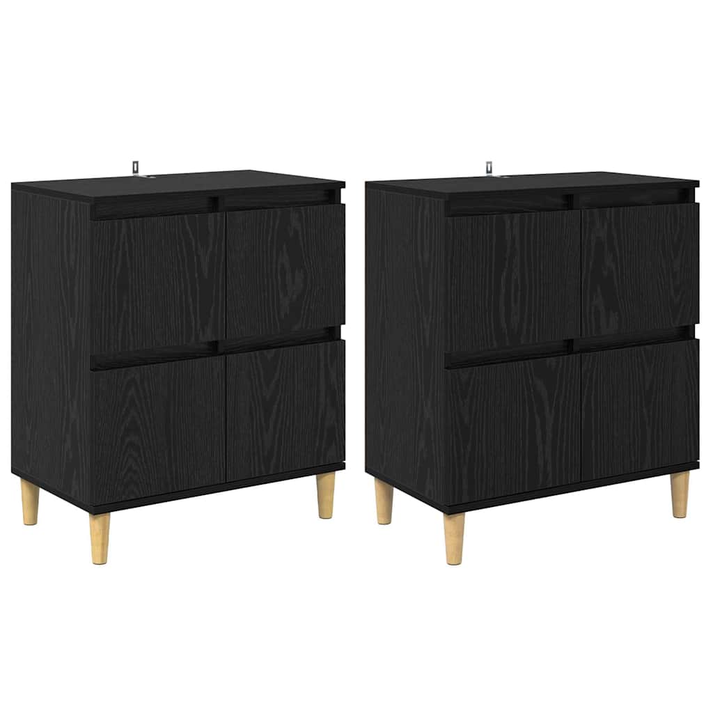 Skap 2 pcs Svart Eik 60 x 35 x 70 cm Konstruert tre