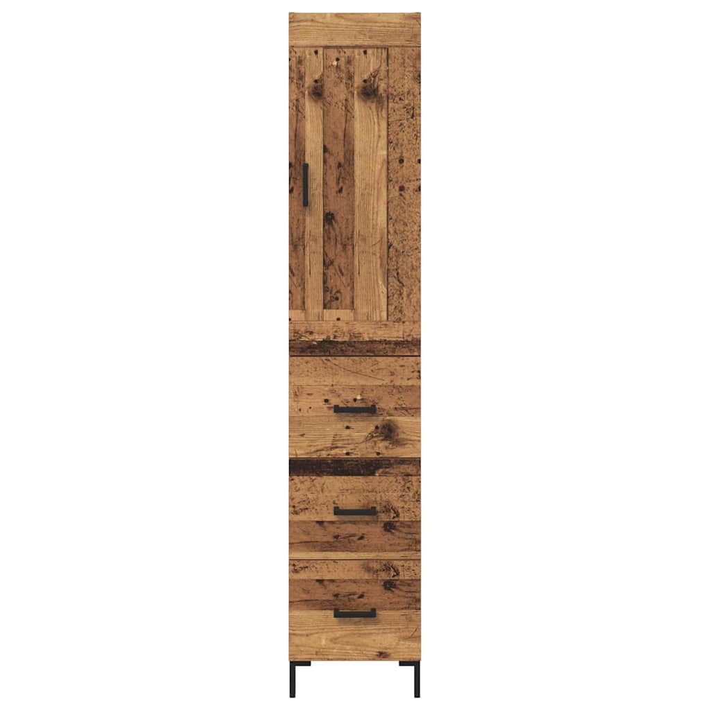 Høyskap med skuff Gamle tre 34,5 x 34 x 180 cm Konstruert tre