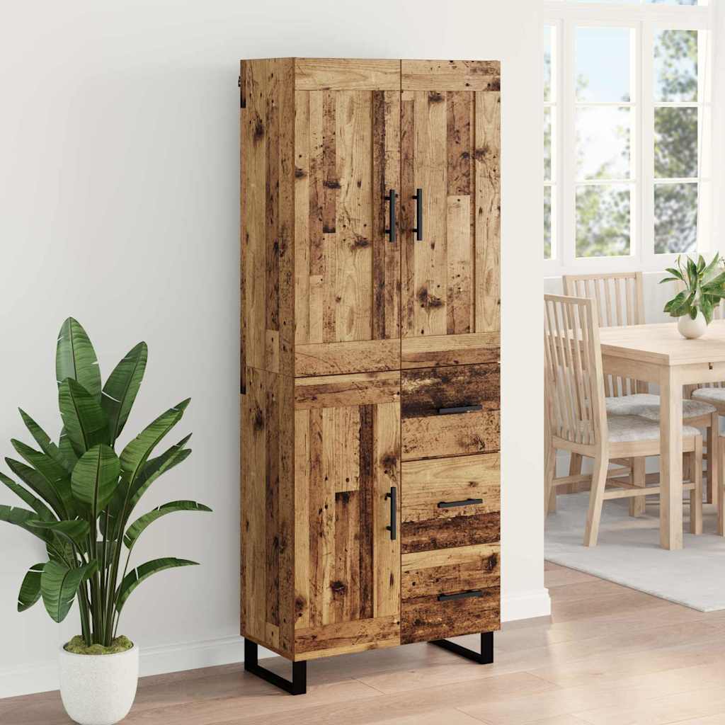 Høyskap med skuff Gammelt tre 69,5 x 34 x 180 cm Konstruert tre