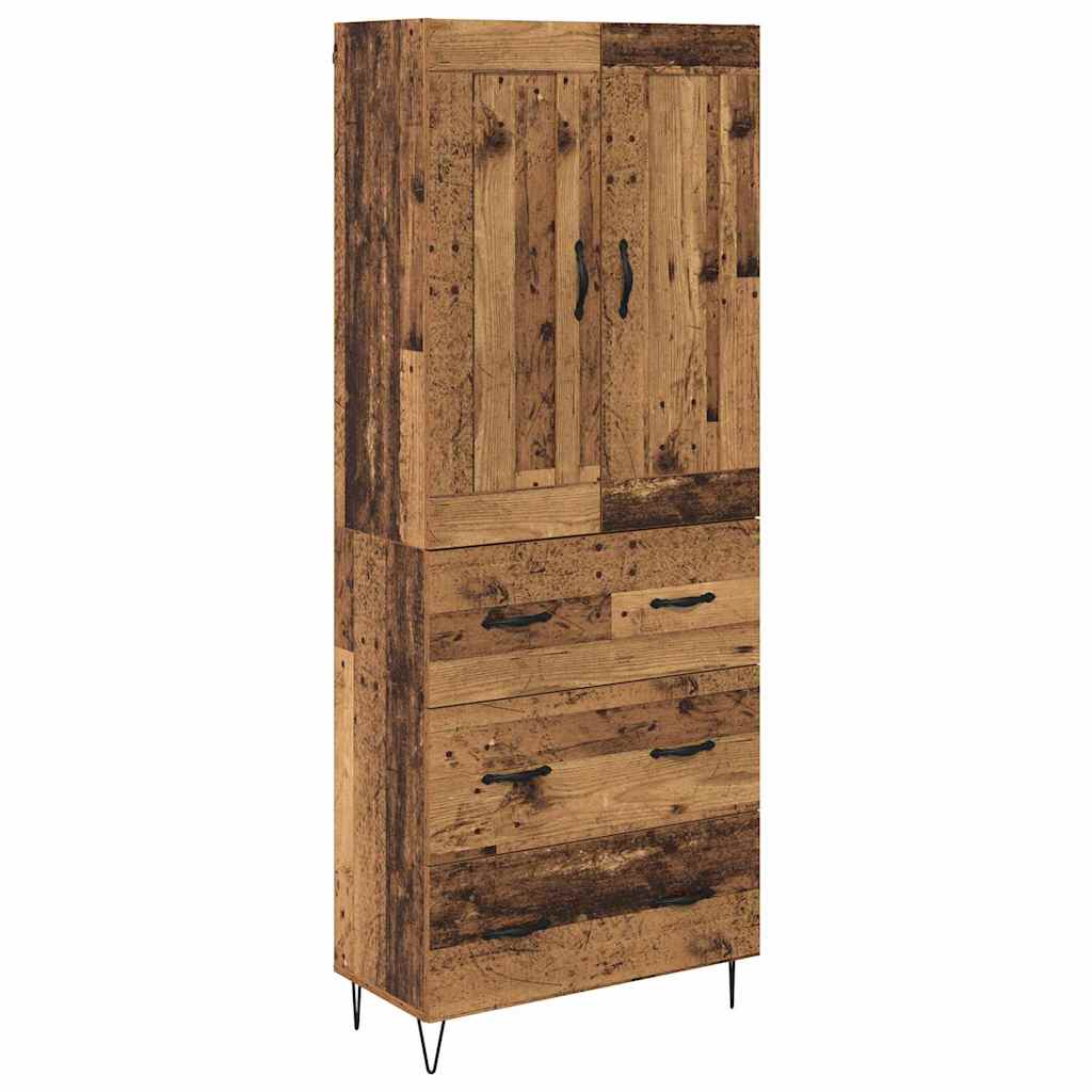 Høyskap med skuff Gamle tre 69,5 x 34 x 180 cm Konstruert tre