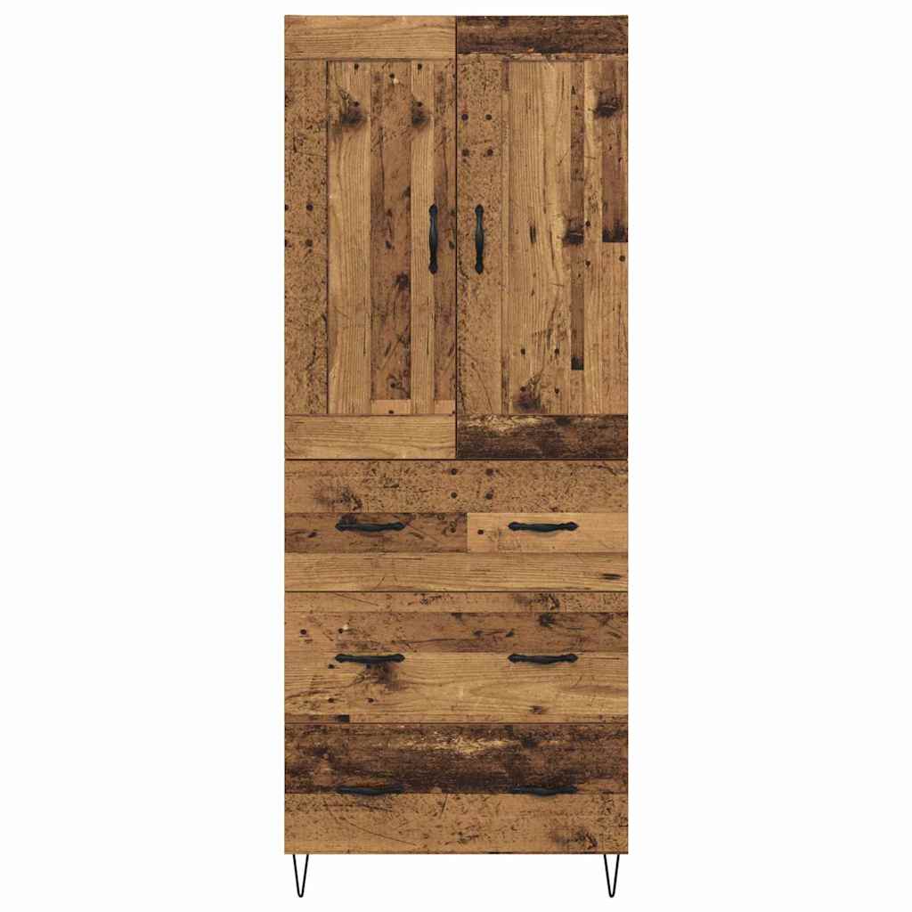 Høyskap med skuff Gamle tre 69,5 x 34 x 180 cm Konstruert tre