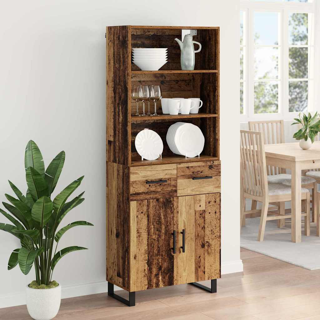Høyskap med skuff 2 pcs Gammelt tre Konstruert tre