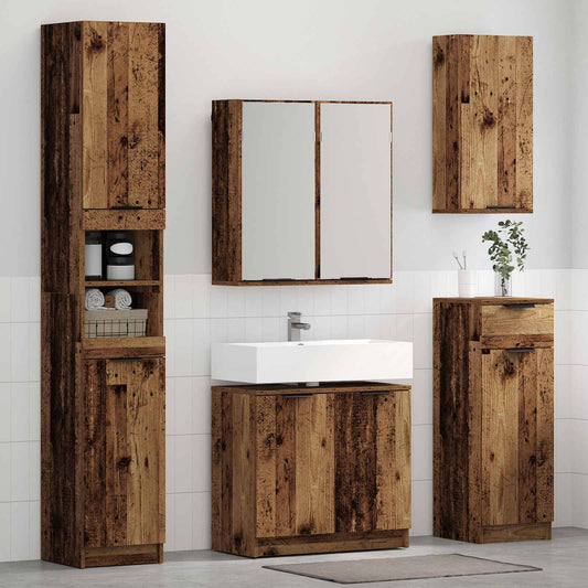 Baderomsinnredningssett 3 pcs Gammelt tre Konstruert tre