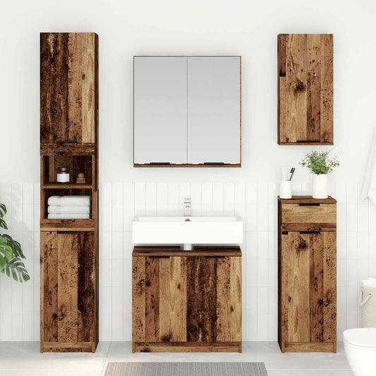 Baderomsinnredningssett 3 pcs Gammelt tre Konstruert tre
