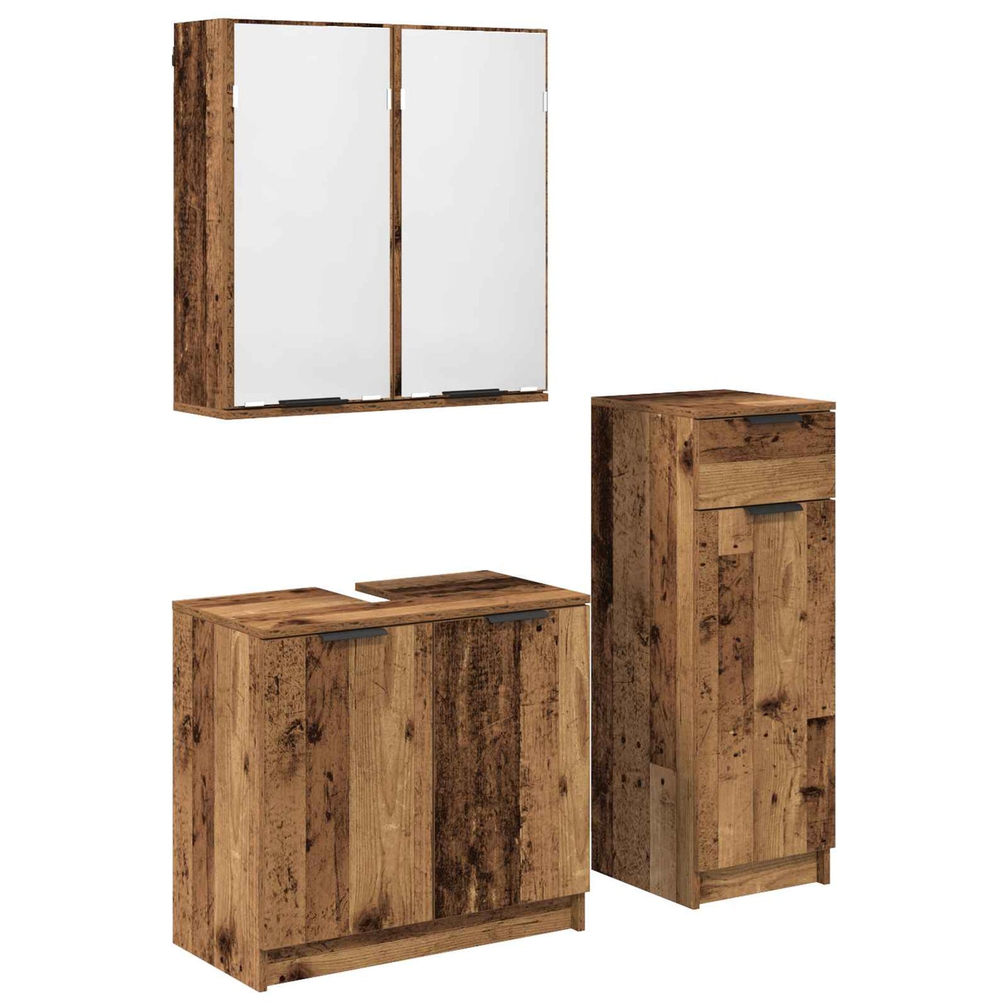 Baderomsinnredningssett 3 pcs Gammelt tre Konstruert tre