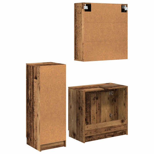 Baderomsinnredningssett 3 pcs Gammelt tre Konstruert tre