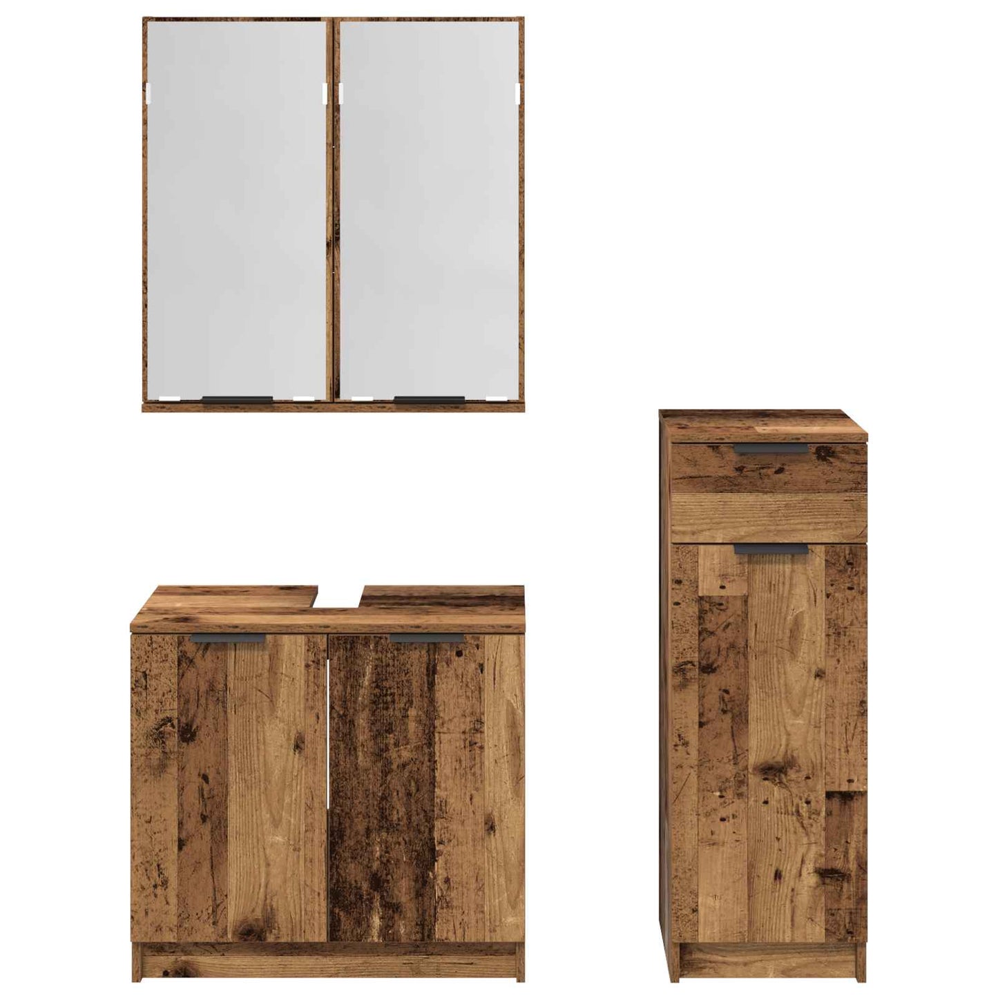 Baderomsinnredningssett 3 pcs Gammelt tre Konstruert tre