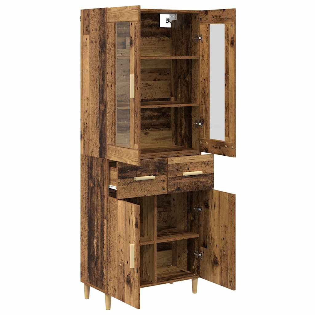 Høyskap med skuff Gamle tre 69,5 x 34 x 180 cm Konstruert tre