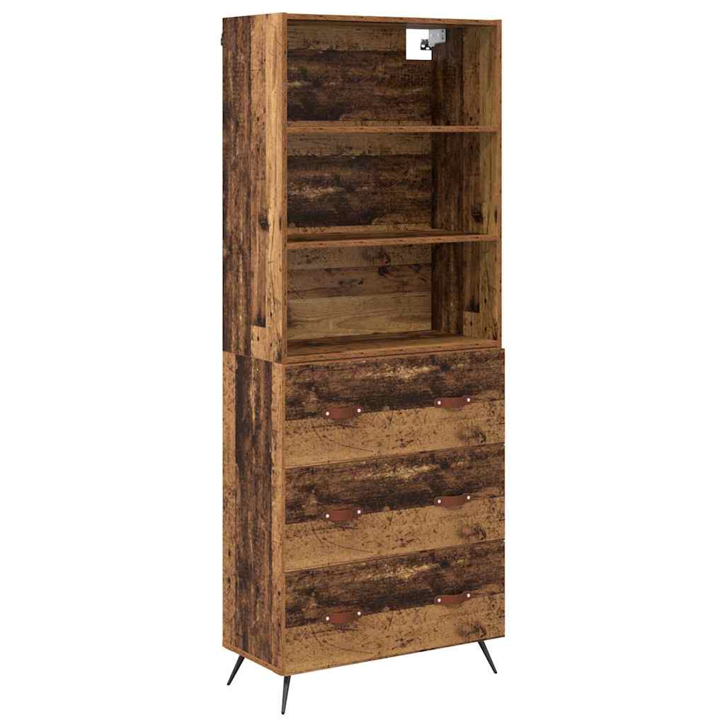 Høyskap med skuff Gamle tre 69,5 x 34 x 180 cm Konstruert tre