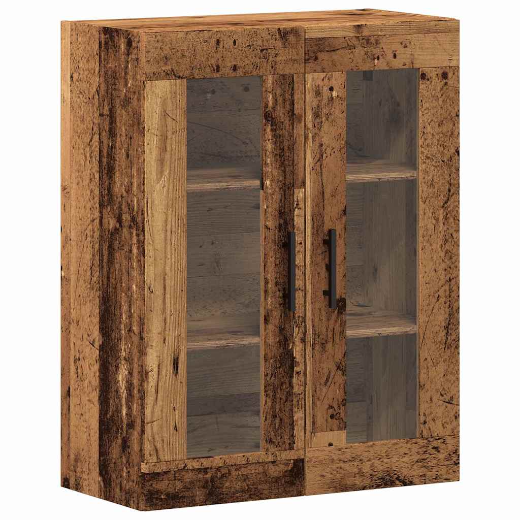 Høyskap med skuff 2 pcs Gamle tre Sponplater og glass