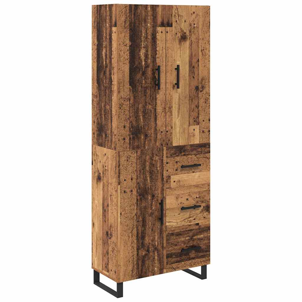 Høyskap 2 pcs Gamle tre 69,5 x 34 x 180 cm Sponplater og glass