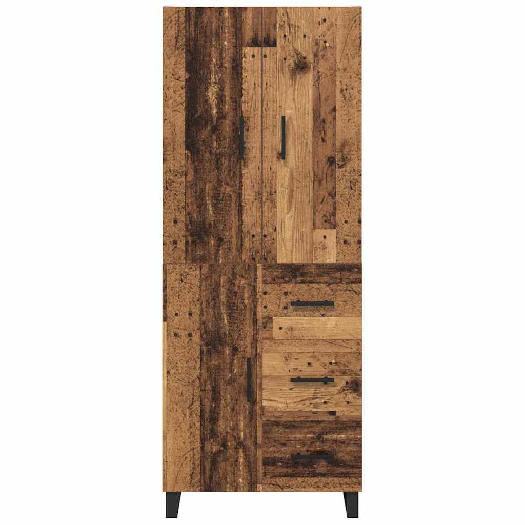 Høyskap 2 pcs Gamle tre 69,5 x 34 x 180 cm Sponplater og glass