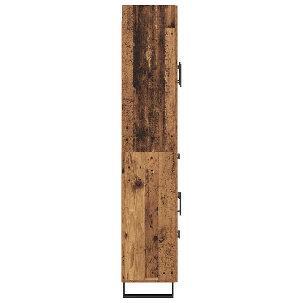 Høyskap 2 pcs Gamle tre 69,5 x 34 x 180 cm Sponplater og glass