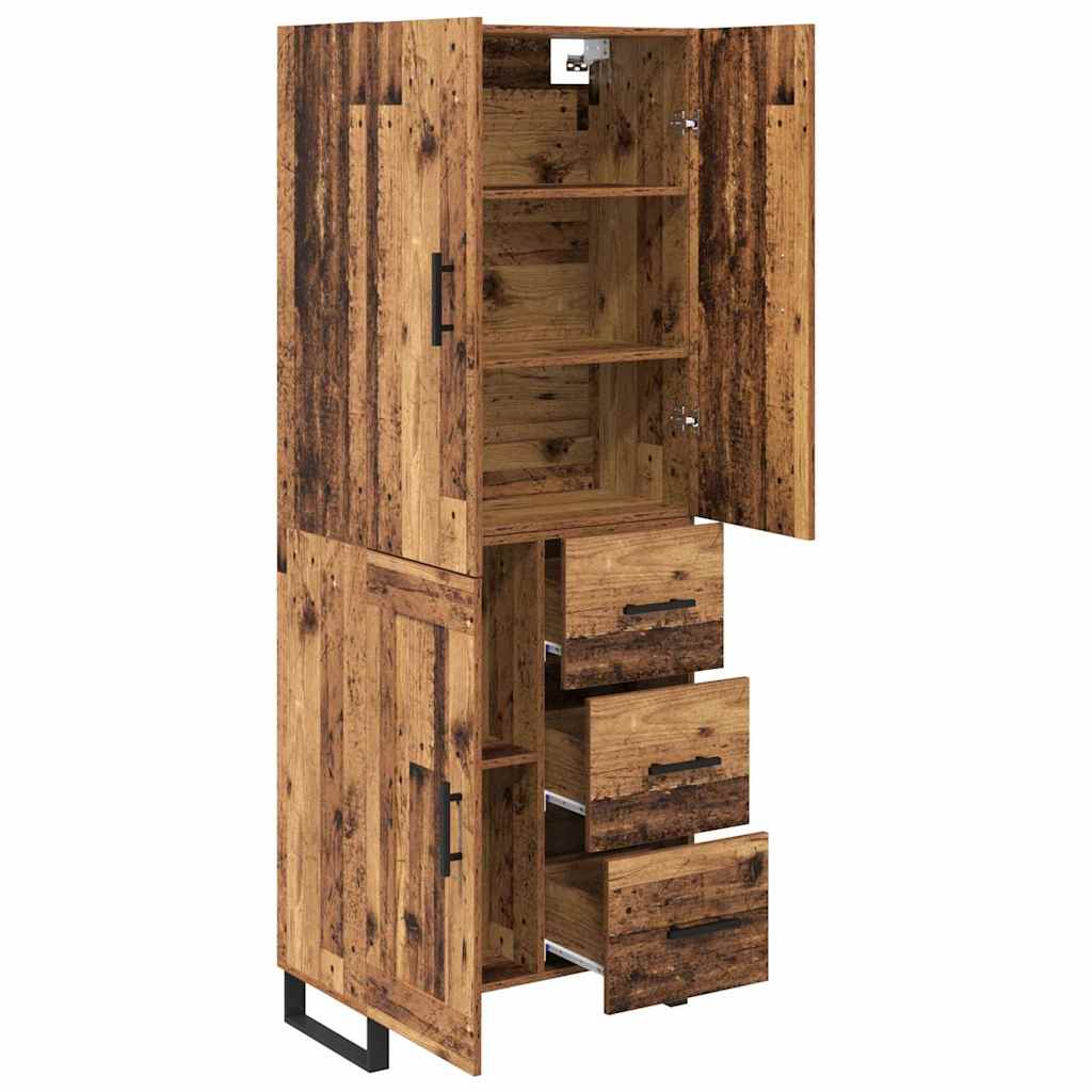 Høyskap 2 pcs Gamle tre 69,5 x 34 x 180 cm Sponplater og glass
