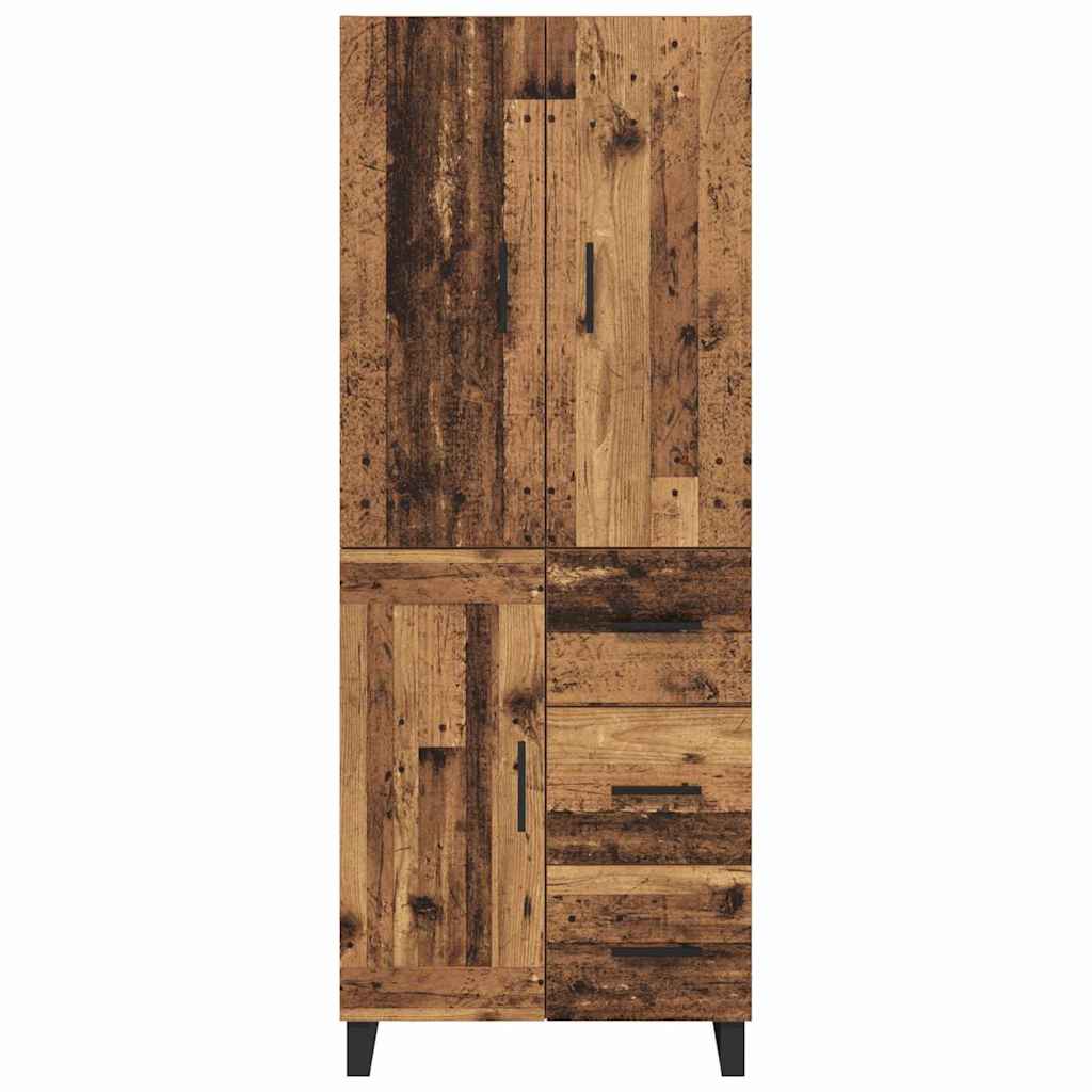 Høyskap 2 pcs Gamle tre 69,5 x 34 x 180 cm Sponplater og glass