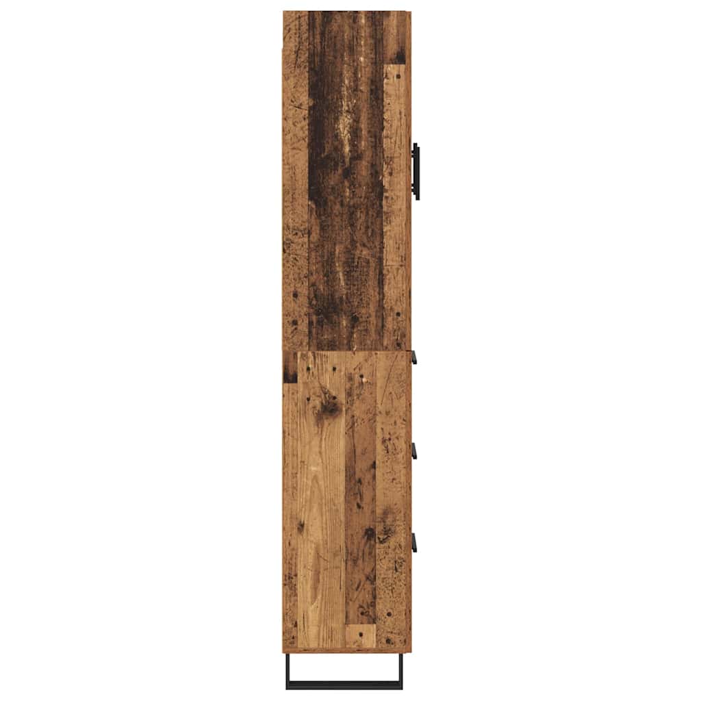 Høyskap 2 pcs Gamle tre 69,5 x 34 x 180 cm Sponplater og glass