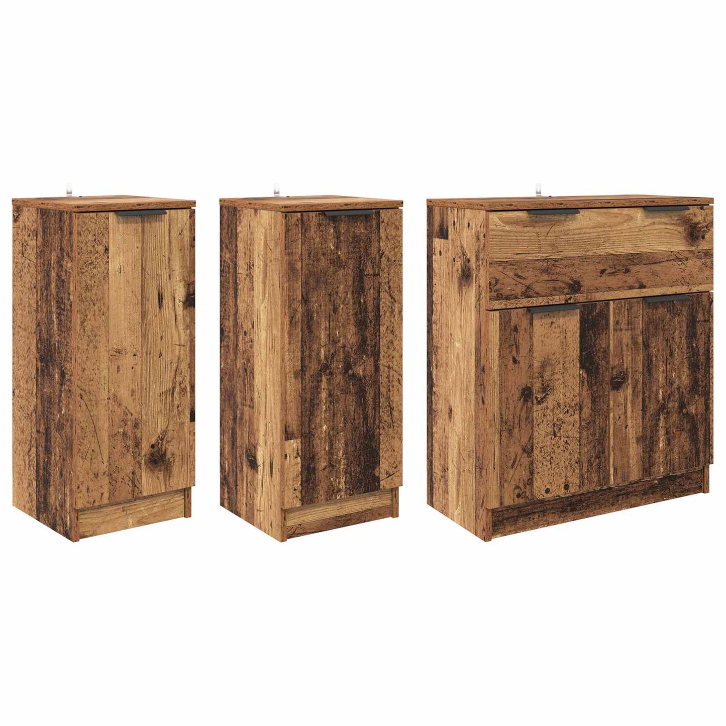 Serviesskap med skuff 3 pcs Gamle tre Konstruert tre