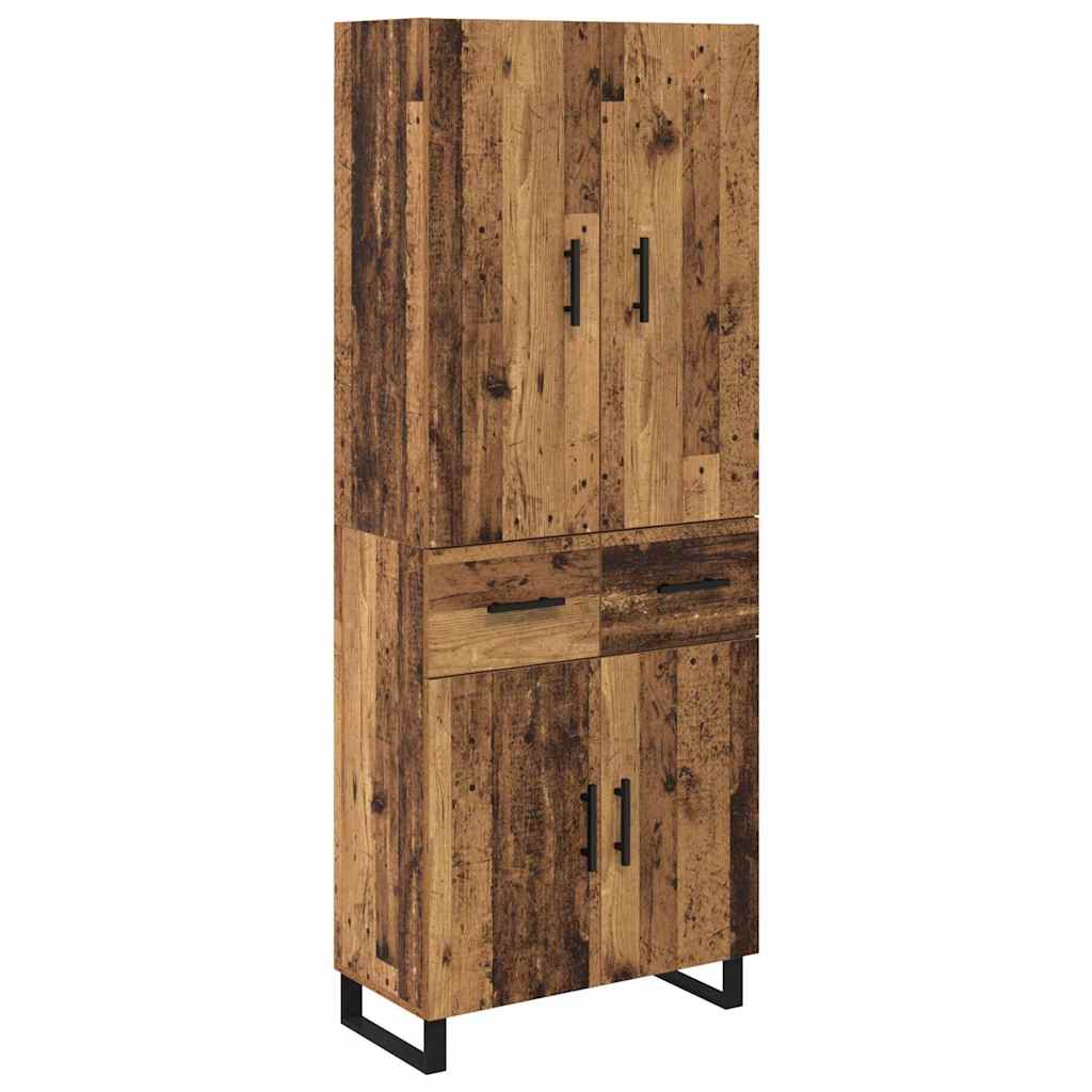 Høyskap 2 pcs Gamle tre 69,5 x 34 x 180 cm Sponplater og glass