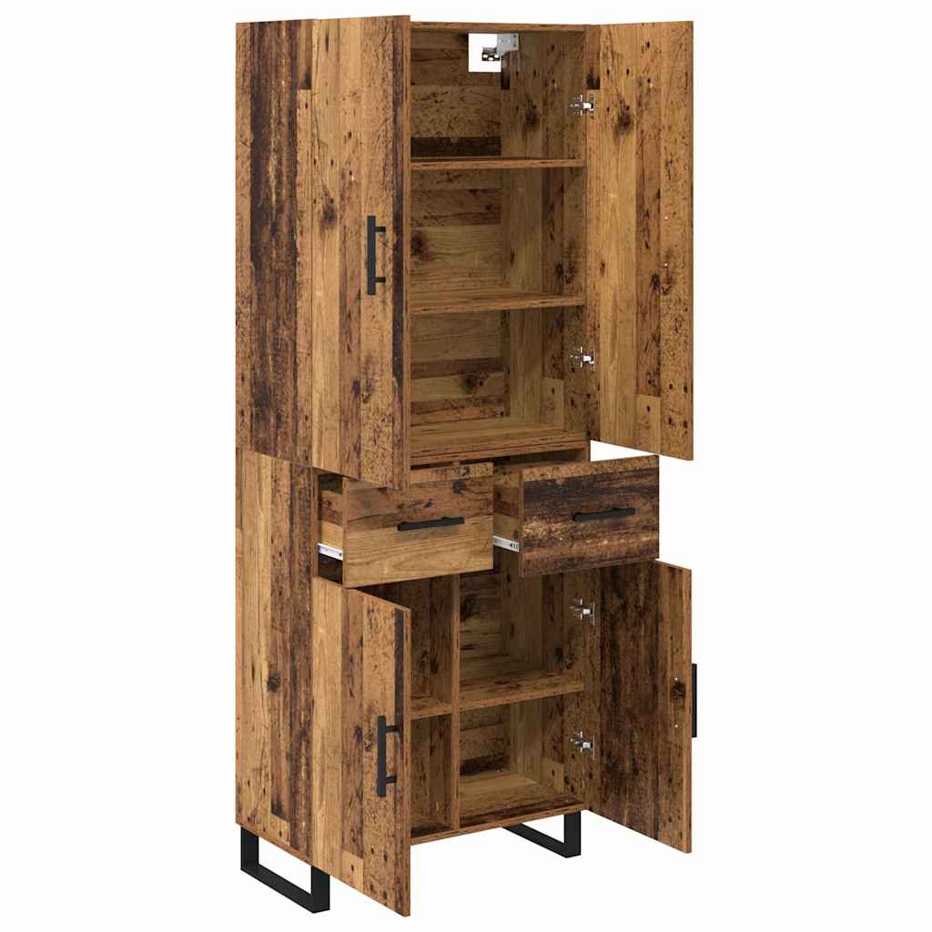 Høyskap 2 pcs Gamle tre 69,5 x 34 x 180 cm Sponplater og glass