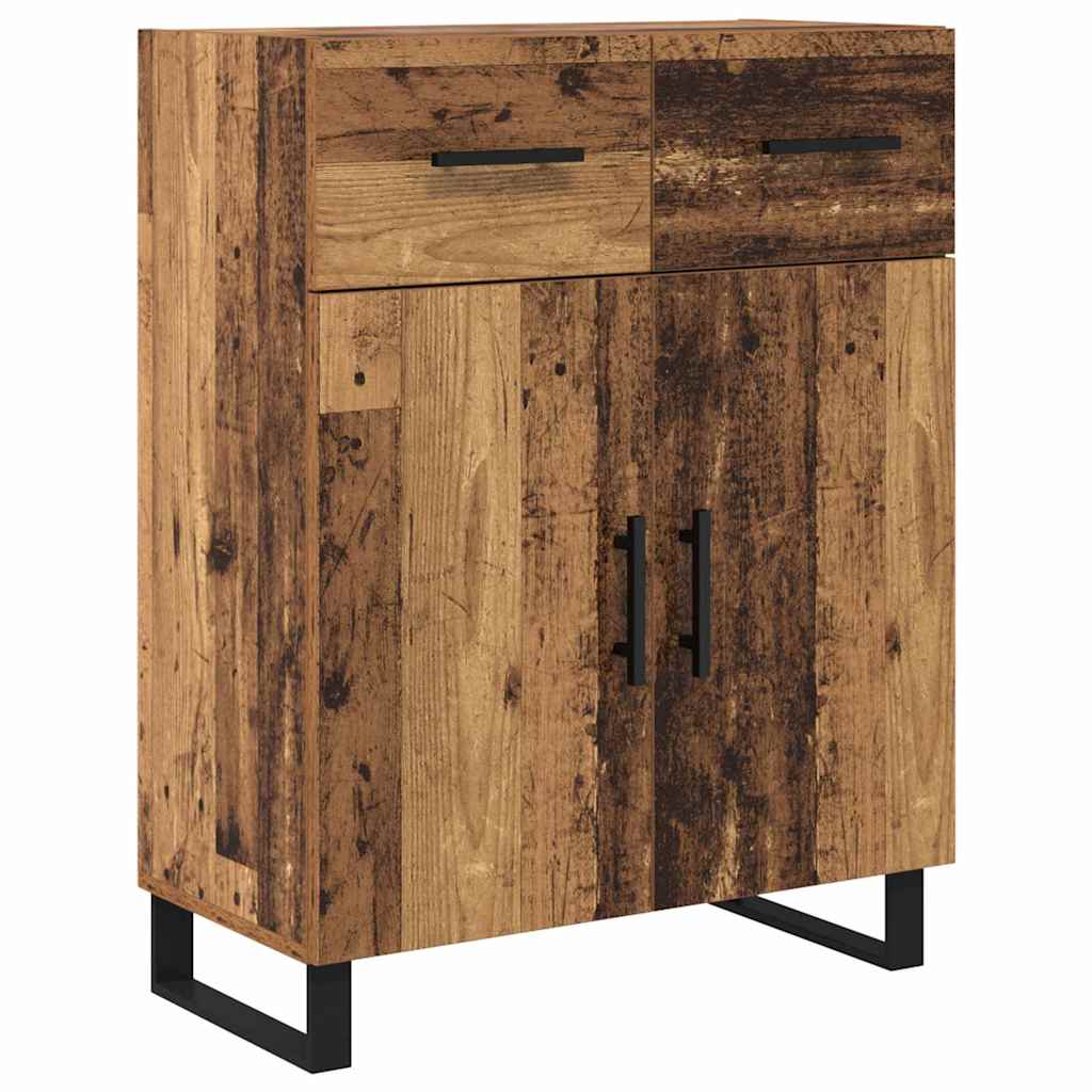 Høyskap 2 pcs Gamle tre 69,5 x 34 x 180 cm Sponplater og glass
