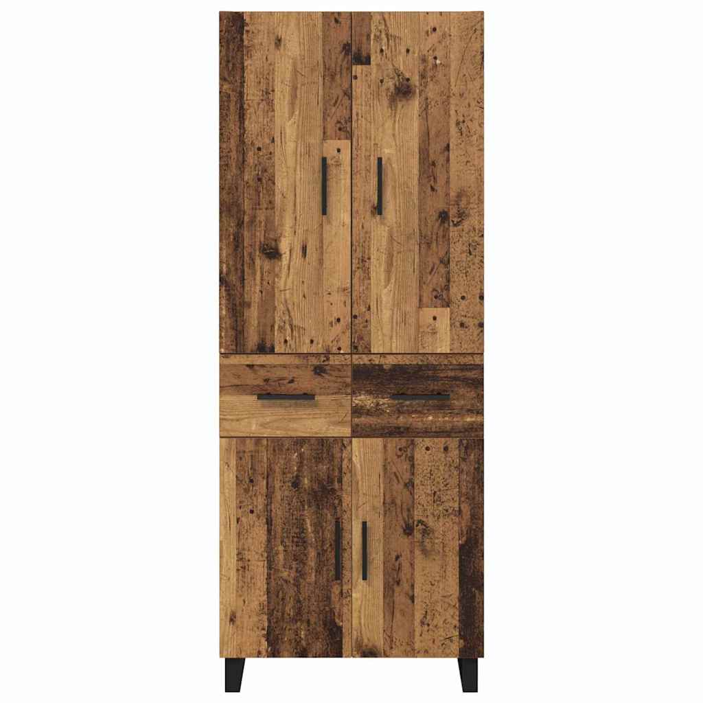 Høyskap 2 pcs Gamle tre 69,5 x 34 x 180 cm Sponplater og glass